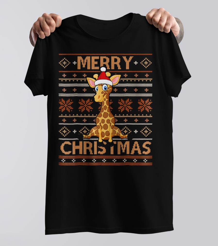 Merry Christmas Santa Giraffe T-Shirt