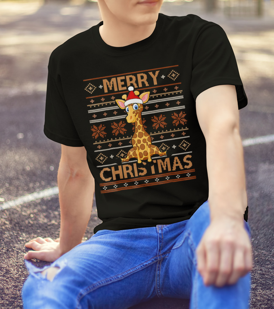 Merry Christmas Santa Giraffe T-Shirt