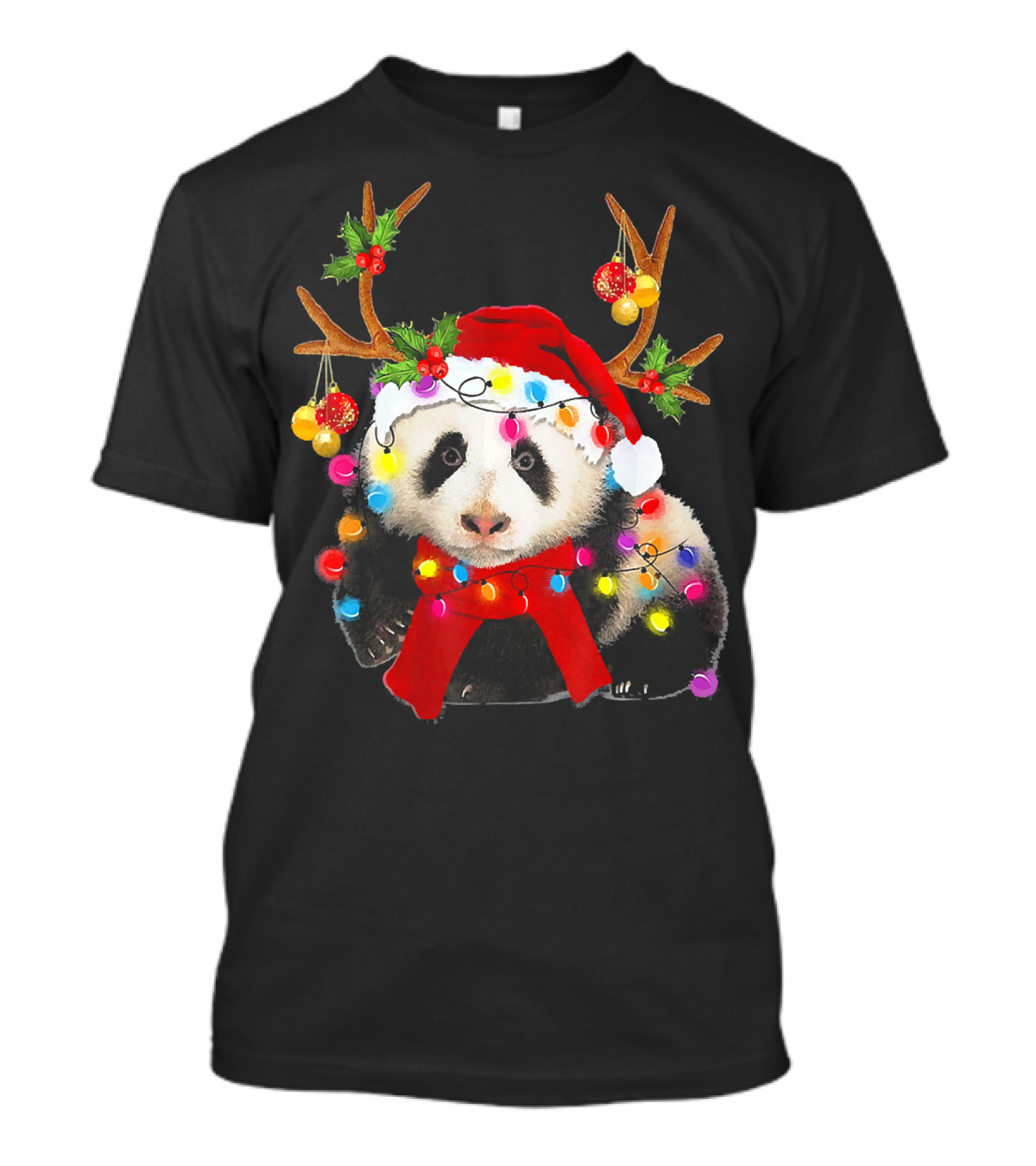 Santa Panda Gorgeous Reindeer Lights T-Shirt