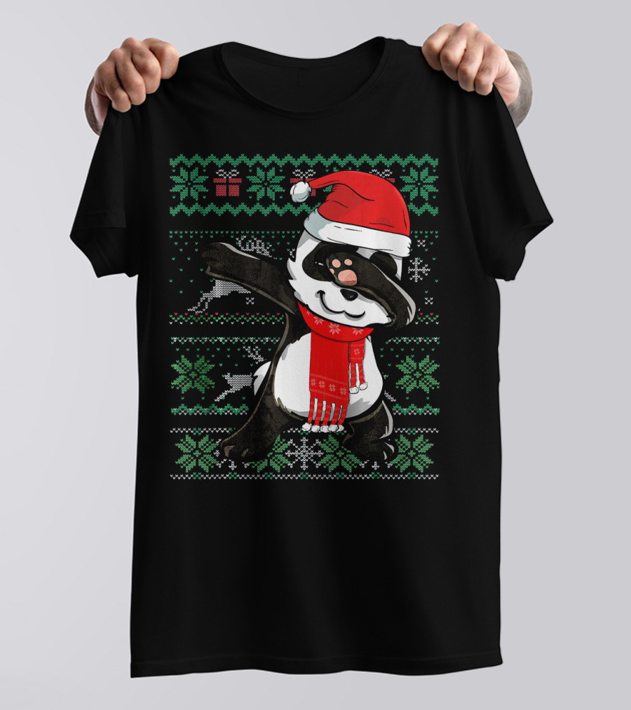 Ugly Christmas Dabbing Panda Santa Hat Xmas T-Shirt