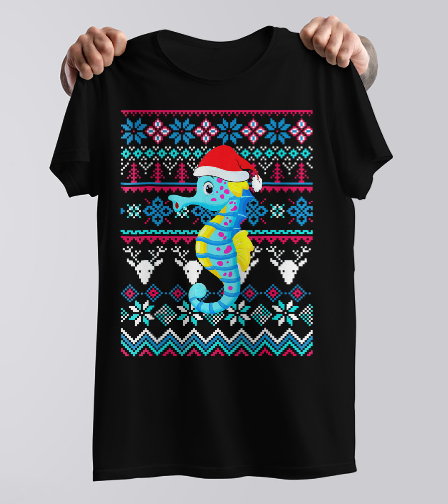Seahorse Santa Ugly Christmas T-Shirt