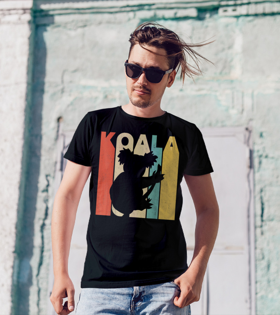 Vintage Retro Koala Silhouette With Multicolor Background T-Shirt