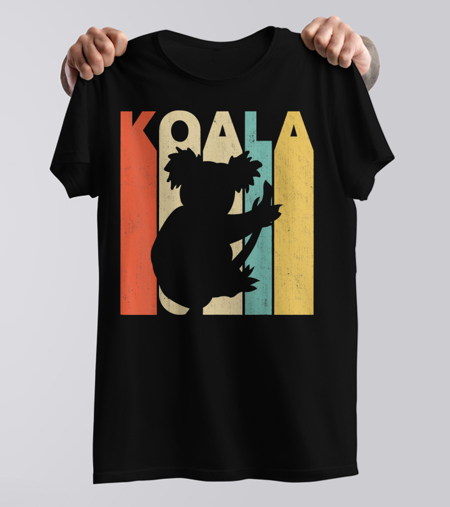 Vintage Retro Koala Silhouette With Multicolor Background T-Shirt