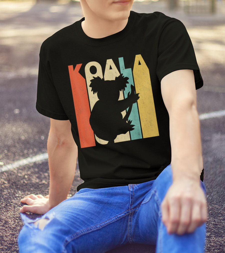 Vintage Retro Koala Silhouette With Multicolor Background T-Shirt