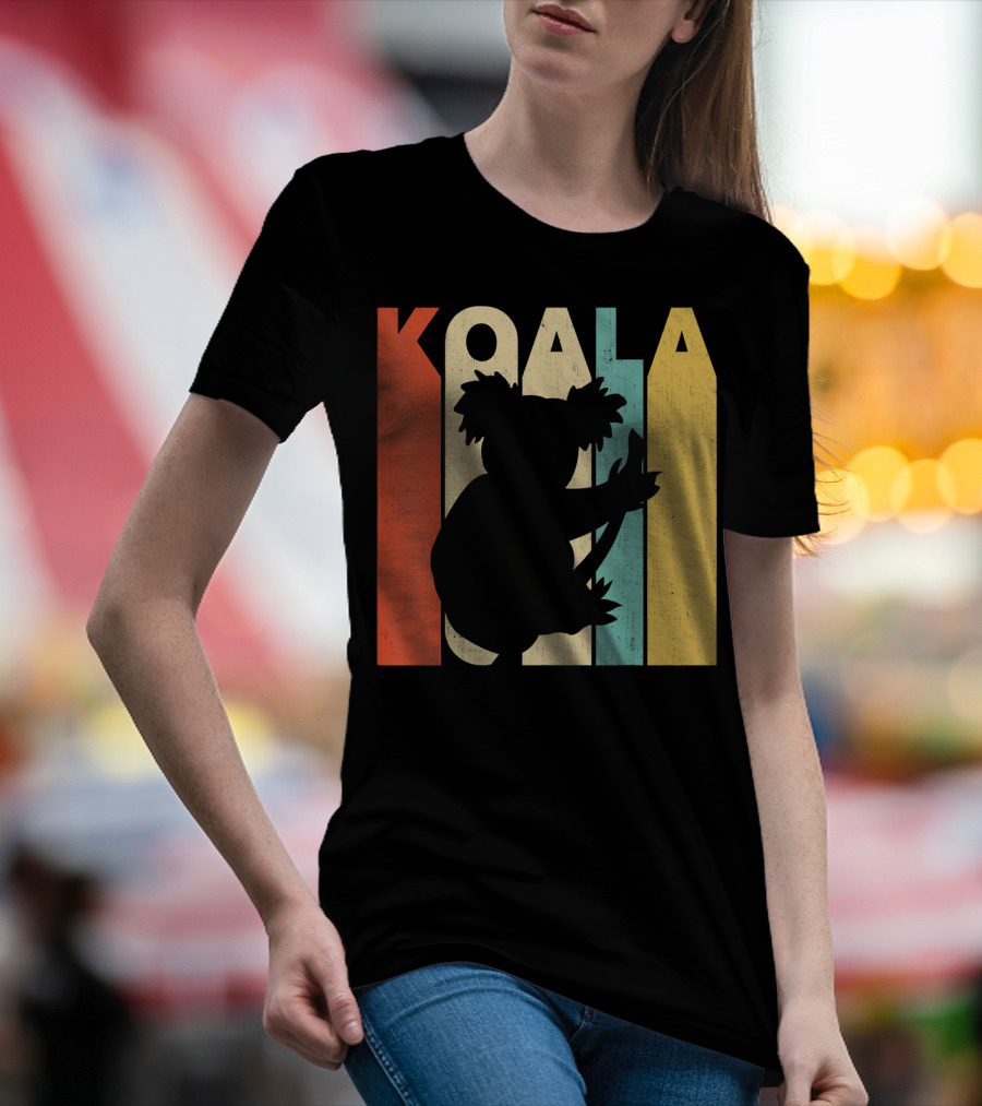 Vintage Retro Koala Silhouette With Multicolor Background T-Shirt
