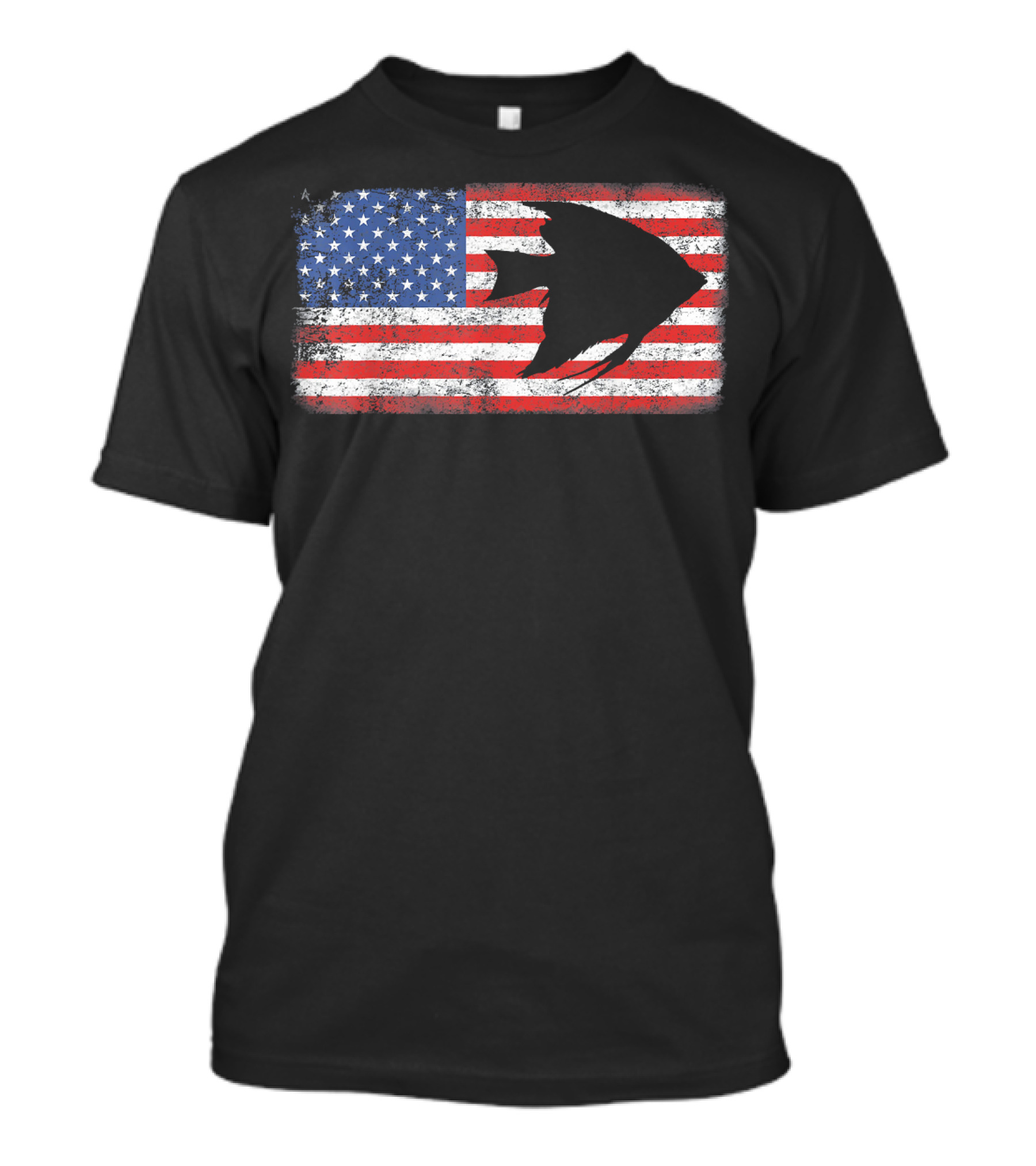 Vintage Retro American Flag Angelfish T-Shirt