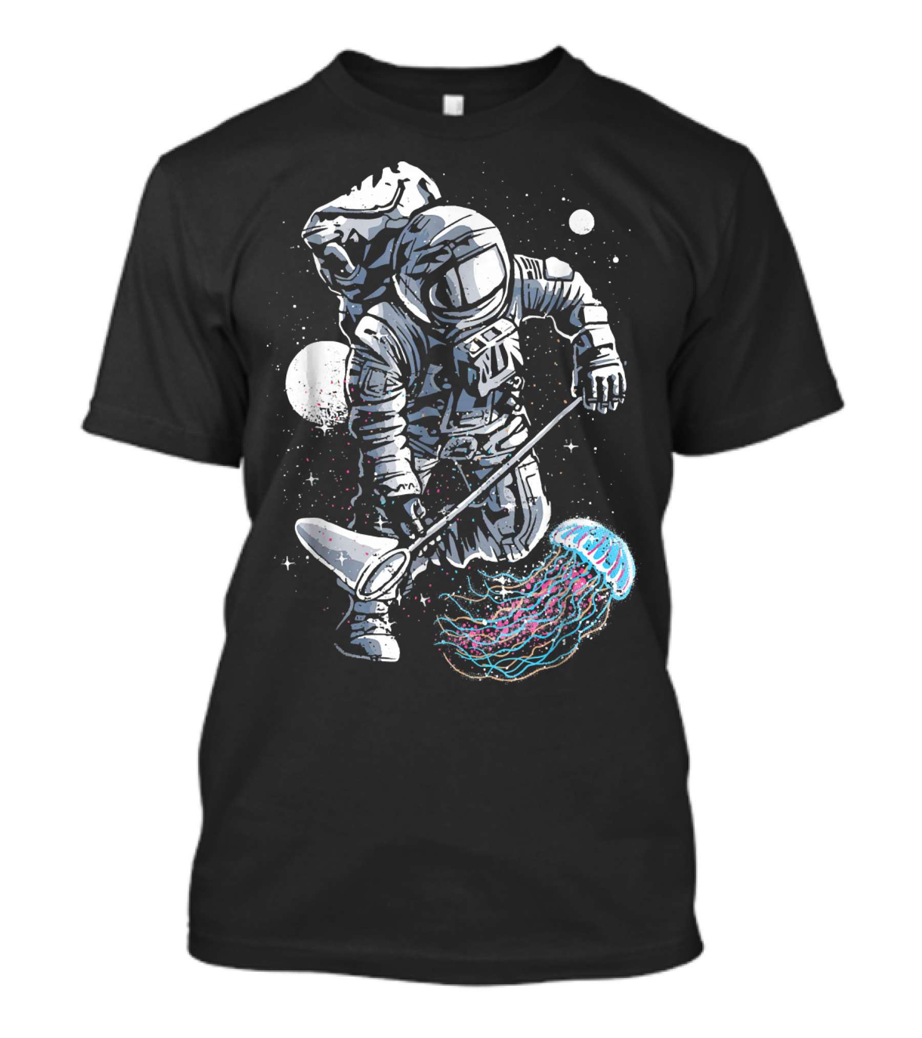 Astronaut Catching Space Jellyfish In The Cosmos T-Shirt