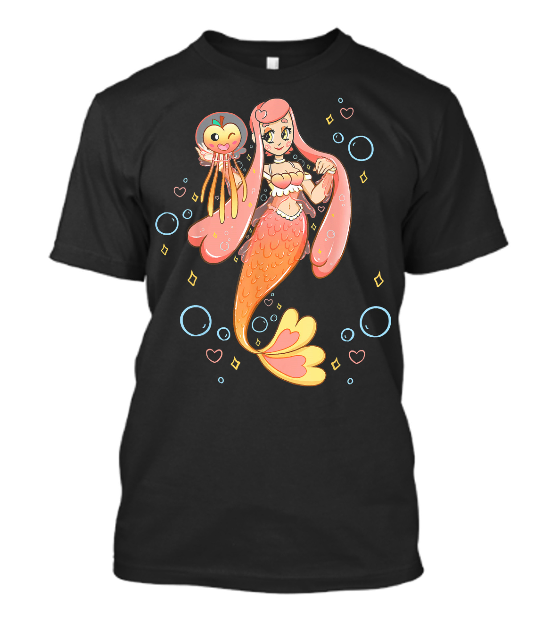 Street Cherub Meiyu The Mermaid With Momo Hearts And Bubbles T-Shirt