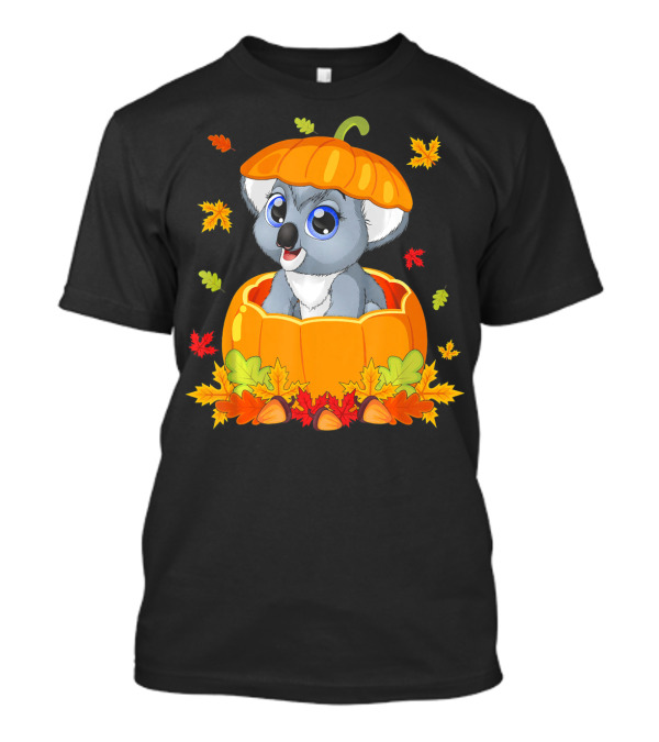 Thanksgiving Koala In Pumpkin With Autumn Leaves T-Shirt