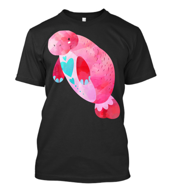 Valentines Day Cute Heart Manatee Kids School T-Shirt