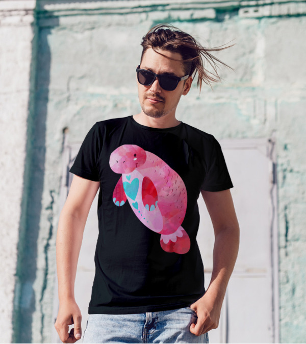 Valentines Day Cute Heart Manatee Kids School T-Shirt