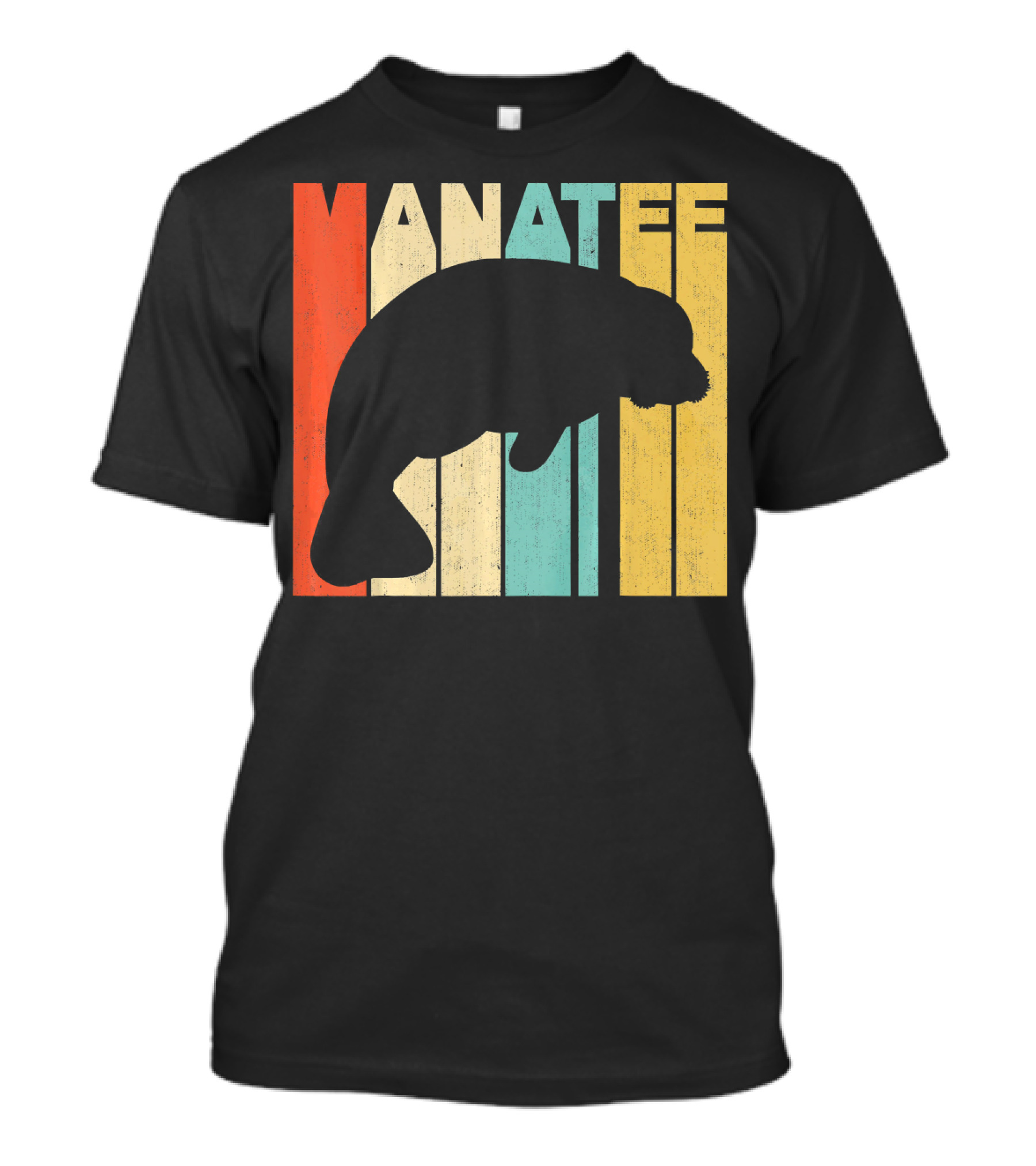 Vintage Striped Manatee Retro T-Shirt