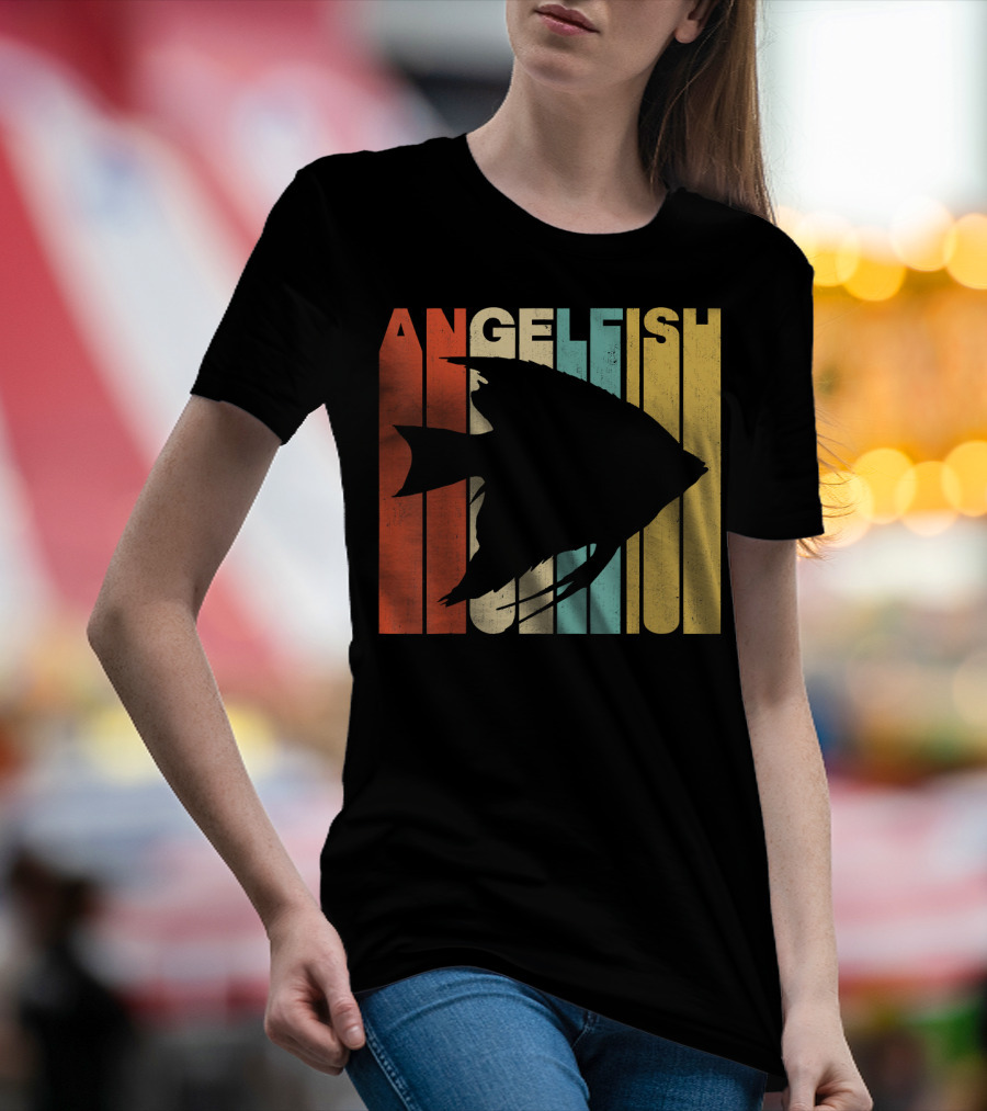 Angelfish Vintage Retro Color Stripes T-Shirt