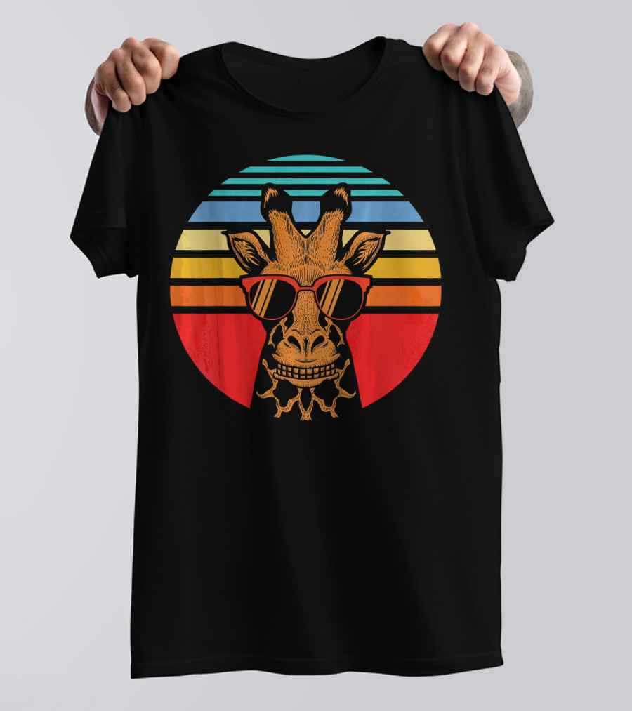 Vintage Giraffe Sunglasses Retro Sunset Africa T-Shirt