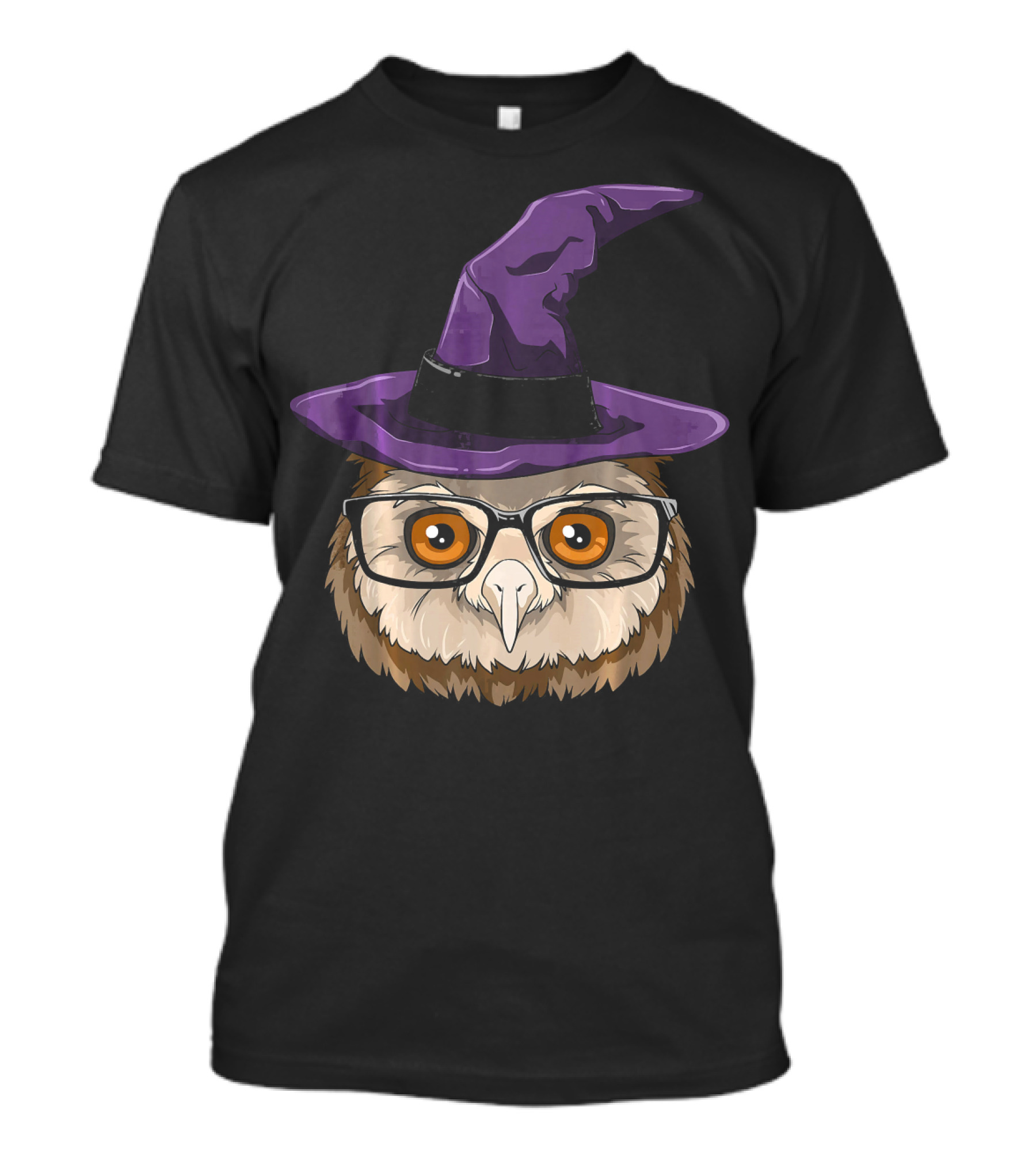 Wizard Owl With Glasses Purple Hat For Owl Lovers T-Shirt