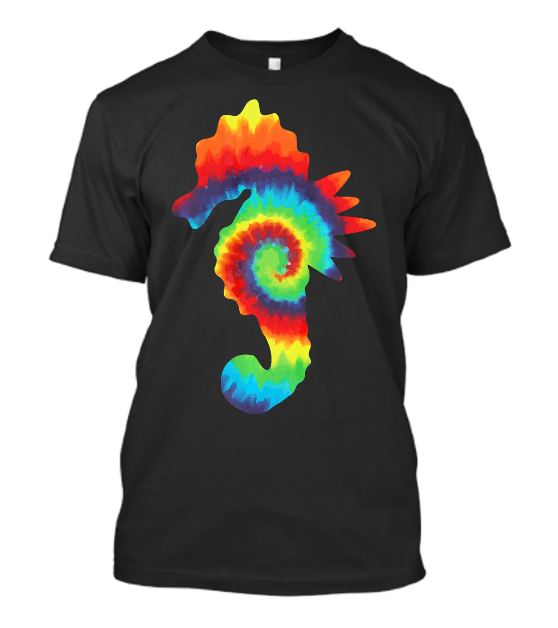 Retro Seahorse Tie Dye Colorful Spiral T-Shirt