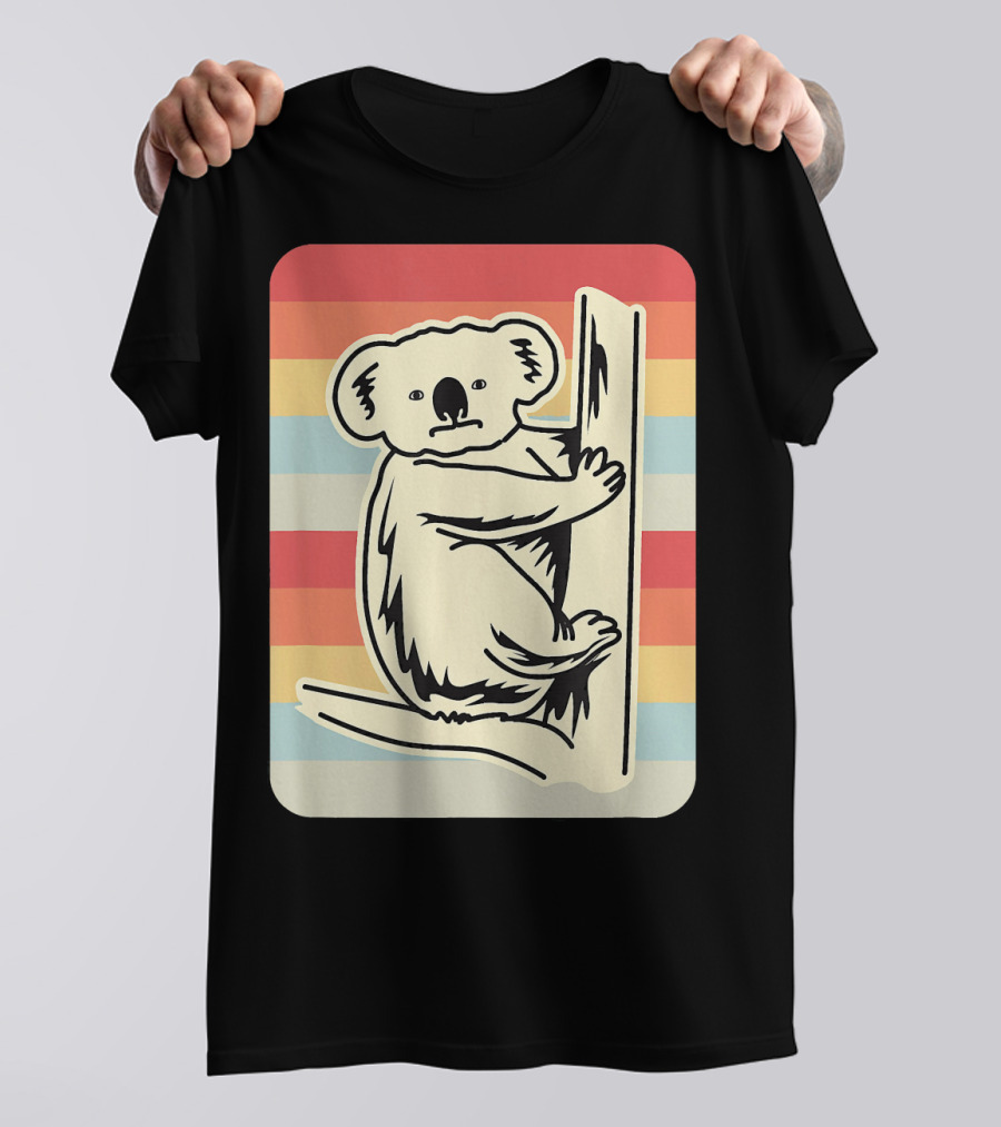 Retro Koala Bear Vintage Rainbow Stripes T-Shirt