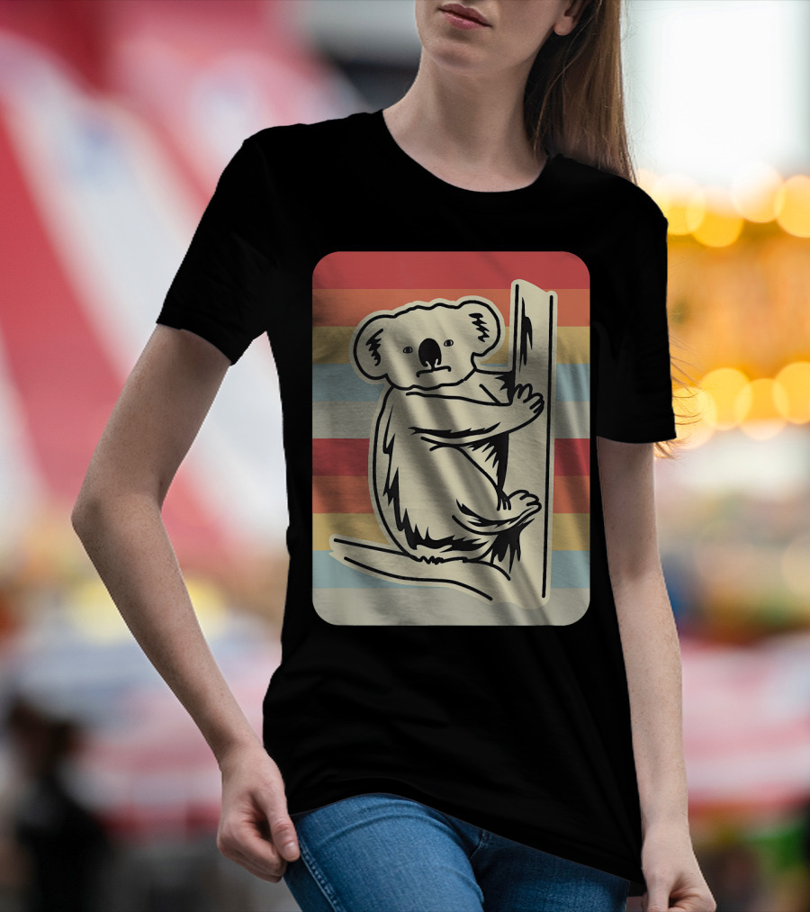 Retro Koala Bear Vintage Rainbow Stripes T-Shirt