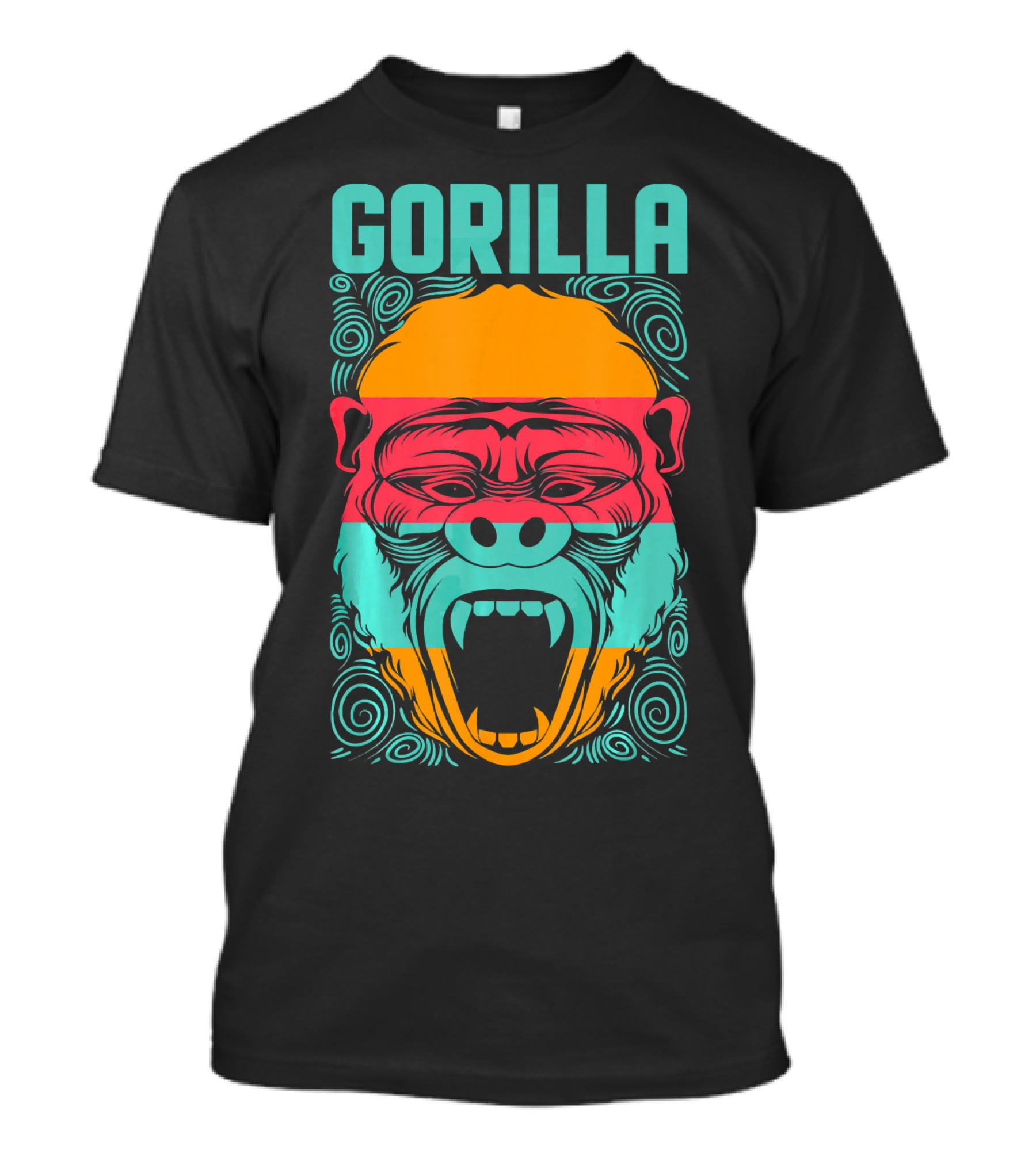 Gorilla Vintage Angry Ape Furious Silver Multicolor T-Shirt