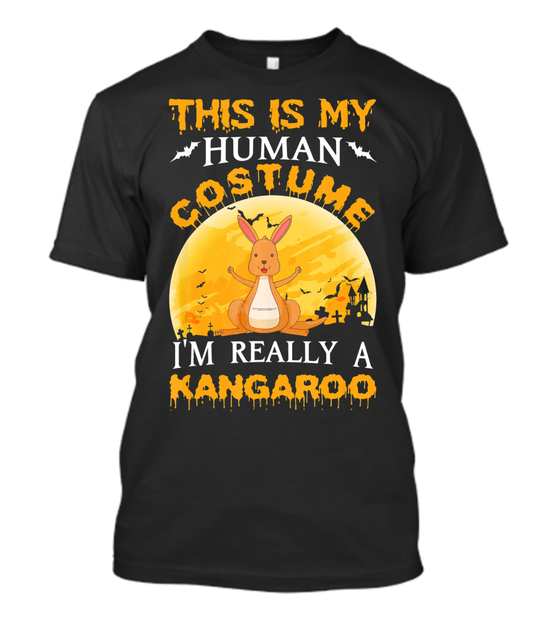 This Is My Human Costume I'm Really A Kangaroo Halloween Moon Bat T-Shirt