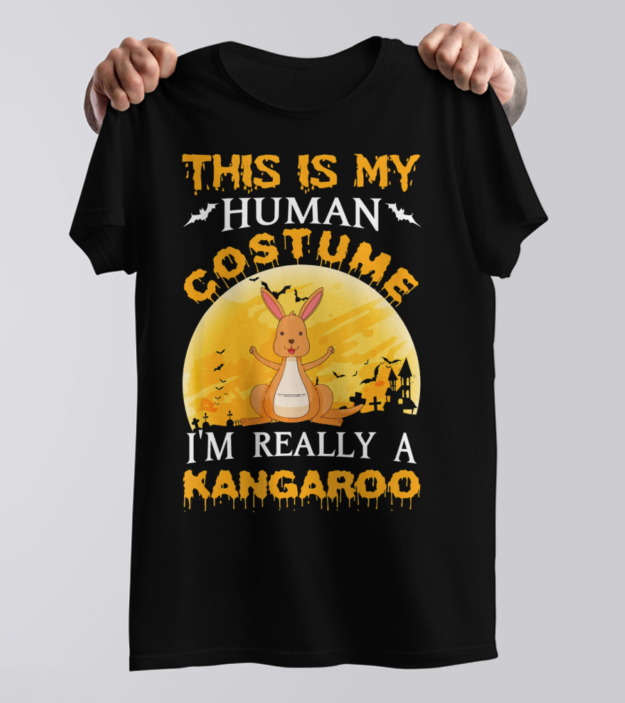 This Is My Human Costume I'm Really A Kangaroo Halloween Moon Bat T-Shirt