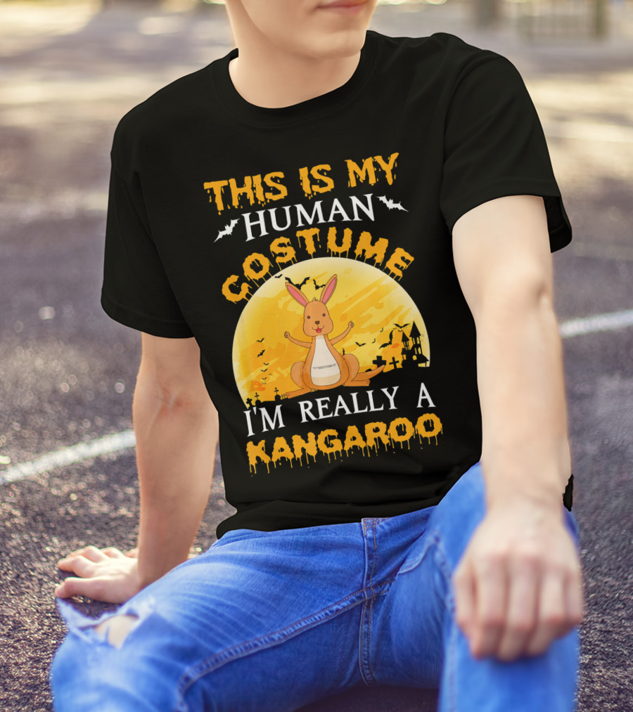 This Is My Human Costume I'm Really A Kangaroo Halloween Moon Bat T-Shirt