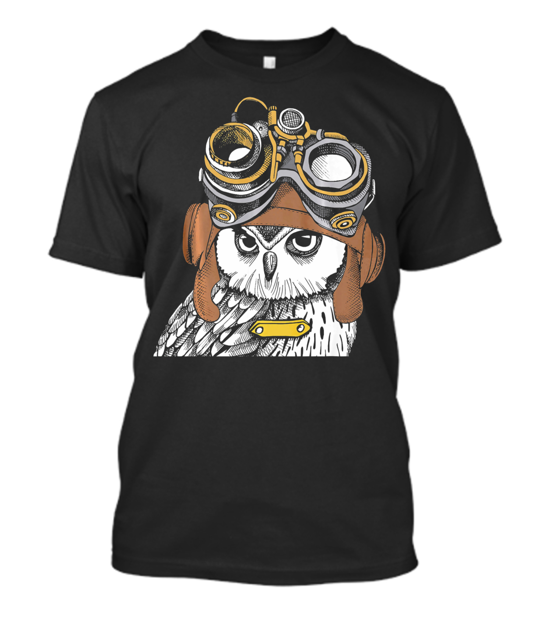 Steampunk Style Owl Wearing Vintage Pilot Helmet And Goggles T-Shirt