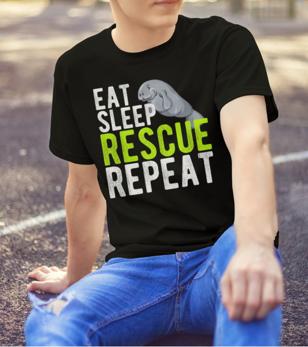 Eat Sleep Rescue Manatee Repeat Vintage T-Shirt