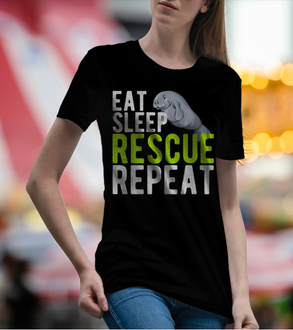 Eat Sleep Rescue Manatee Repeat Vintage T-Shirt