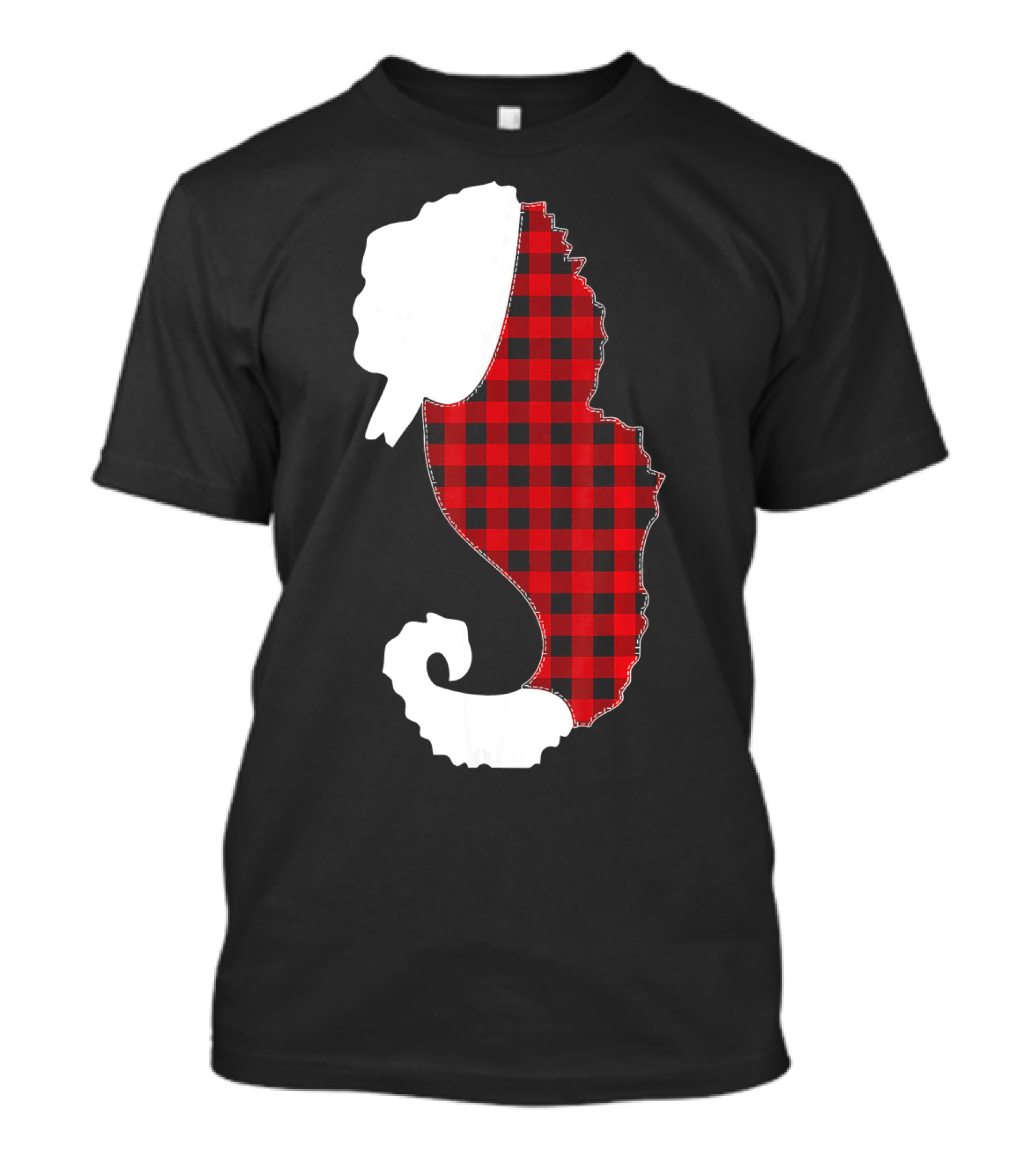 SEAHORSE Christmas Red Plaid Costume With Santa Hat T-Shirt