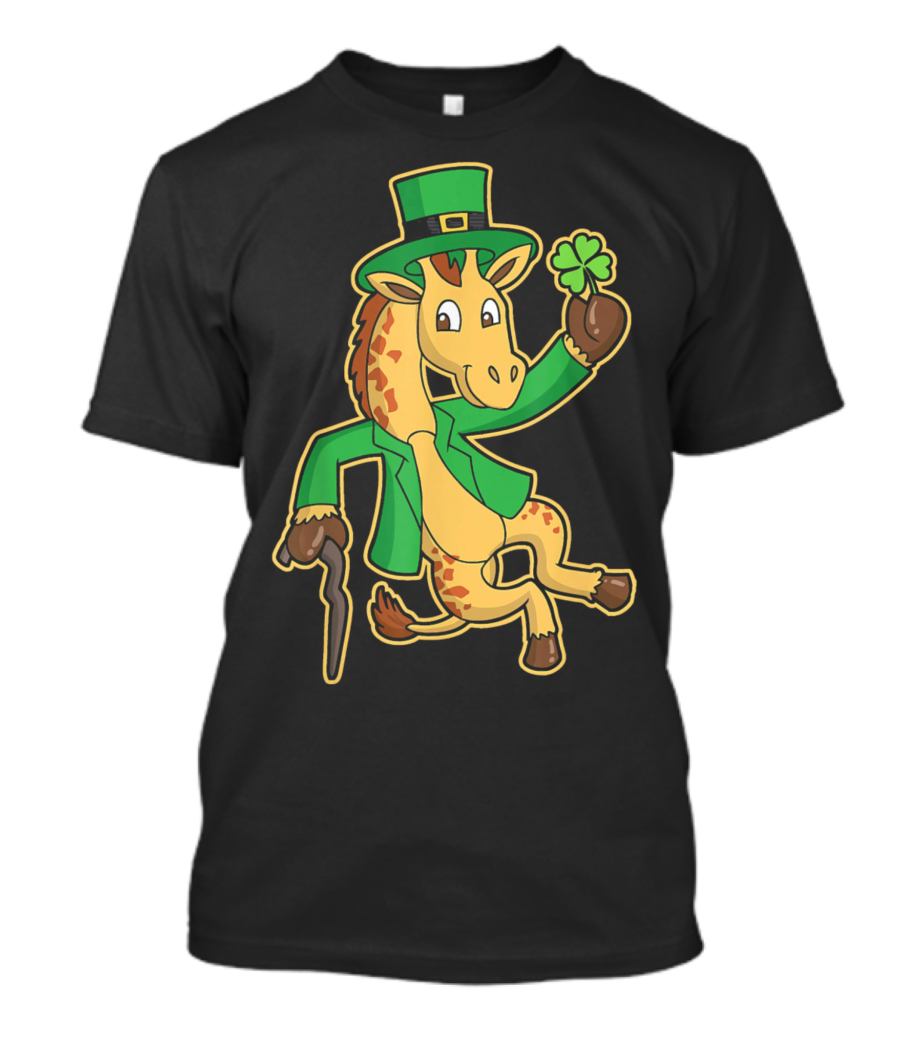 St Patricks Day Irish Leprechaun Giraffe With Shamrock T-Shirt