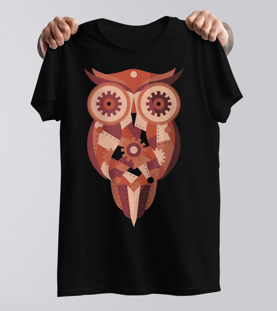 Steampunk Owl Gears And Cogs T-Shirt