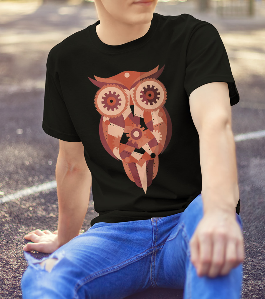 Steampunk Owl Gears And Cogs T-Shirt