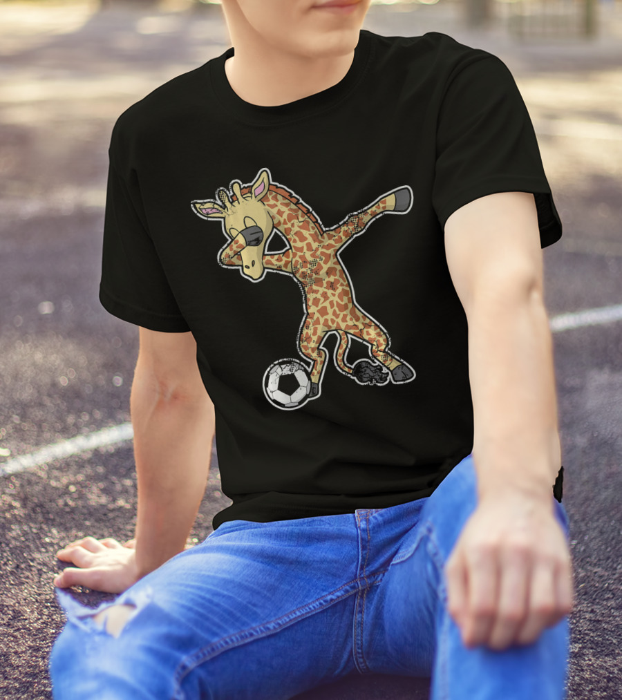 Soccer Giraffe Dabbing Dab Pose With Football T-Shirt