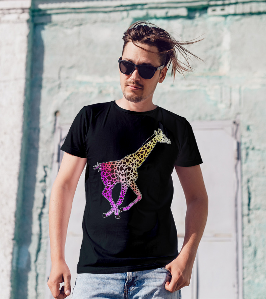Watercolor Giraffe Animal Multicolor T-Shirt
