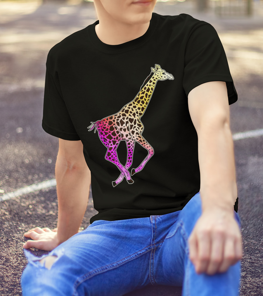 Watercolor Giraffe Animal Multicolor T-Shirt