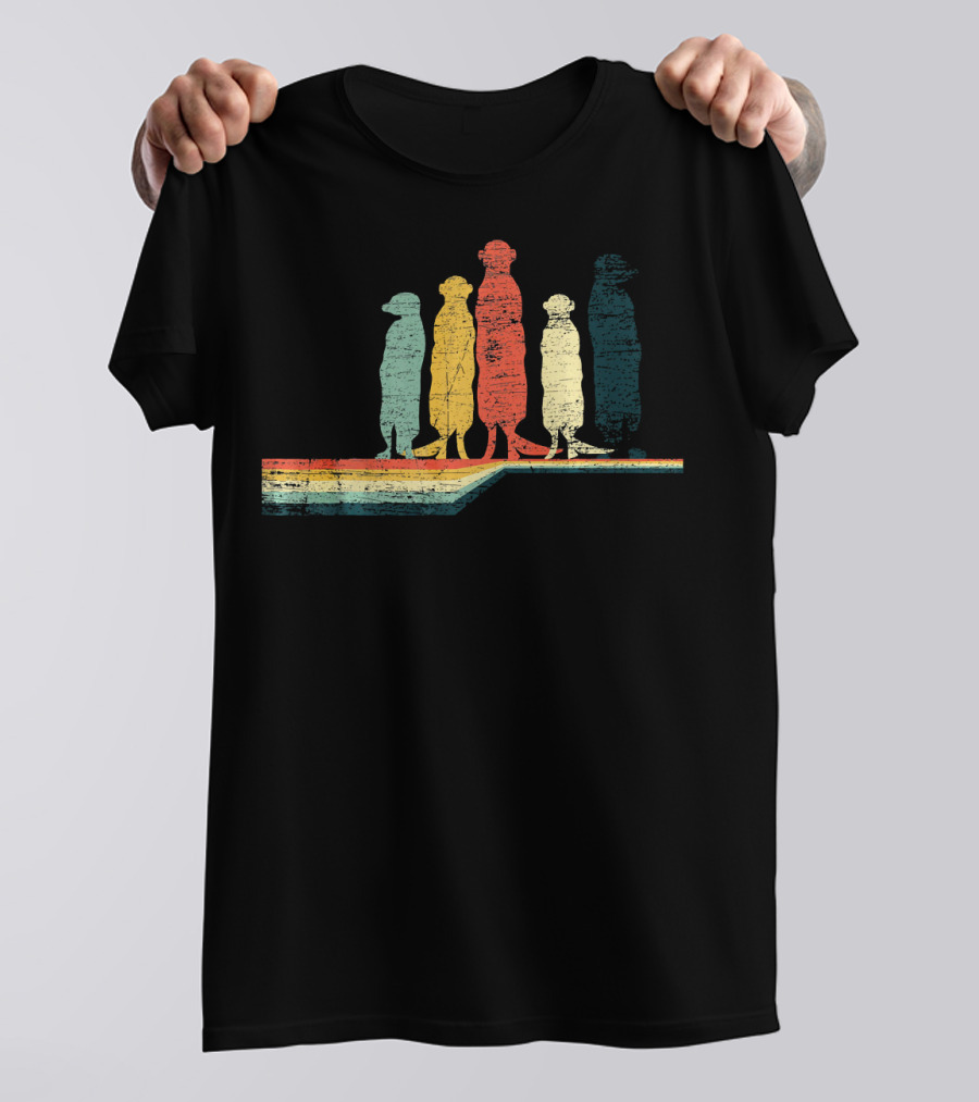 Retro Meerkat Silhouettes With Vintage T-Shirt