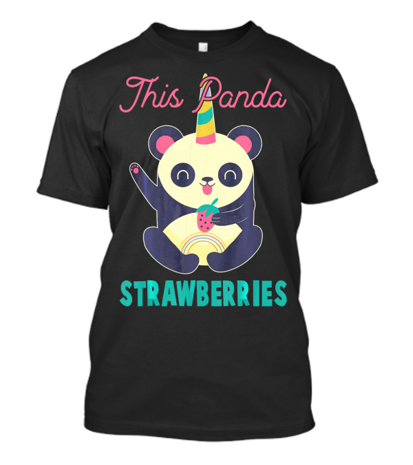This Panda Strawberries Rainbow Party Hat T-Shirt