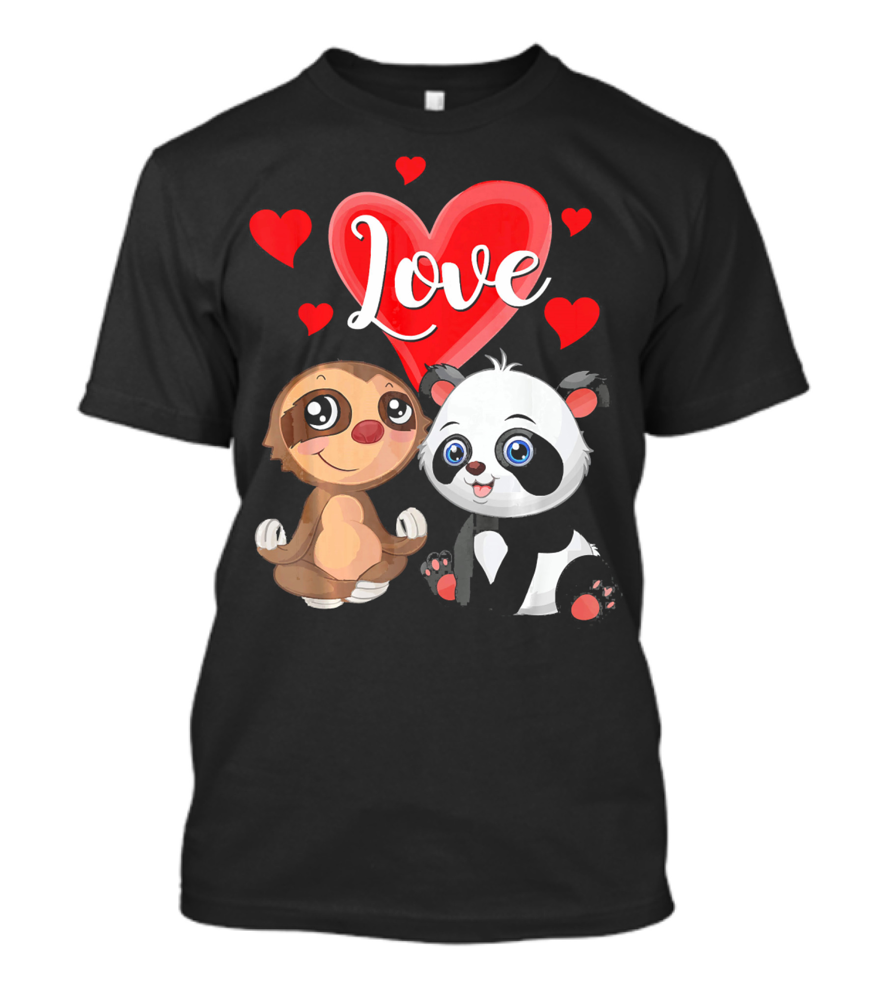 Love Sloth Panda Valentines Day T-Shirt
