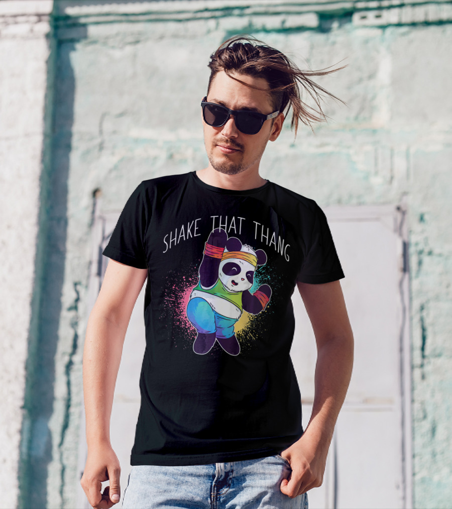 SHAKE THAT THANG Dancing Panda Aerobics Retro Workout T-Shirt
