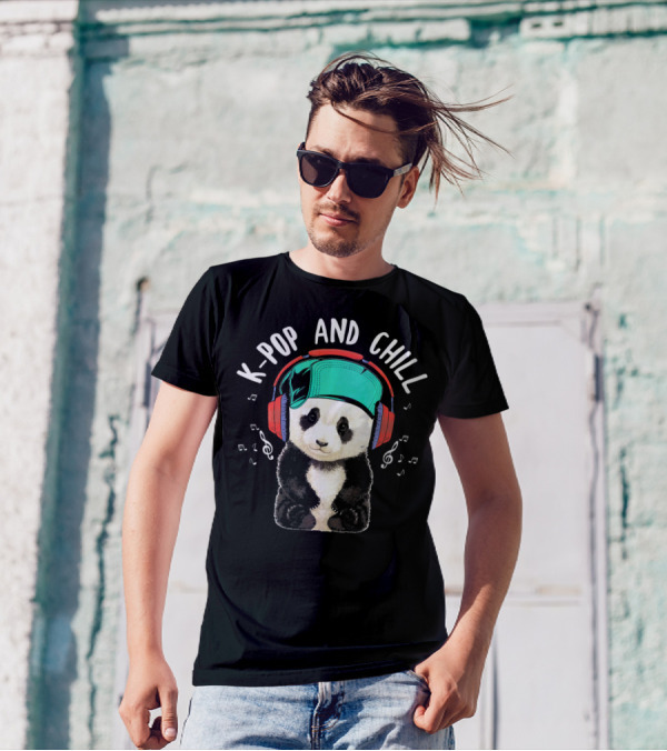 K-Pop And Chill Panda With Headphones T-Shirt