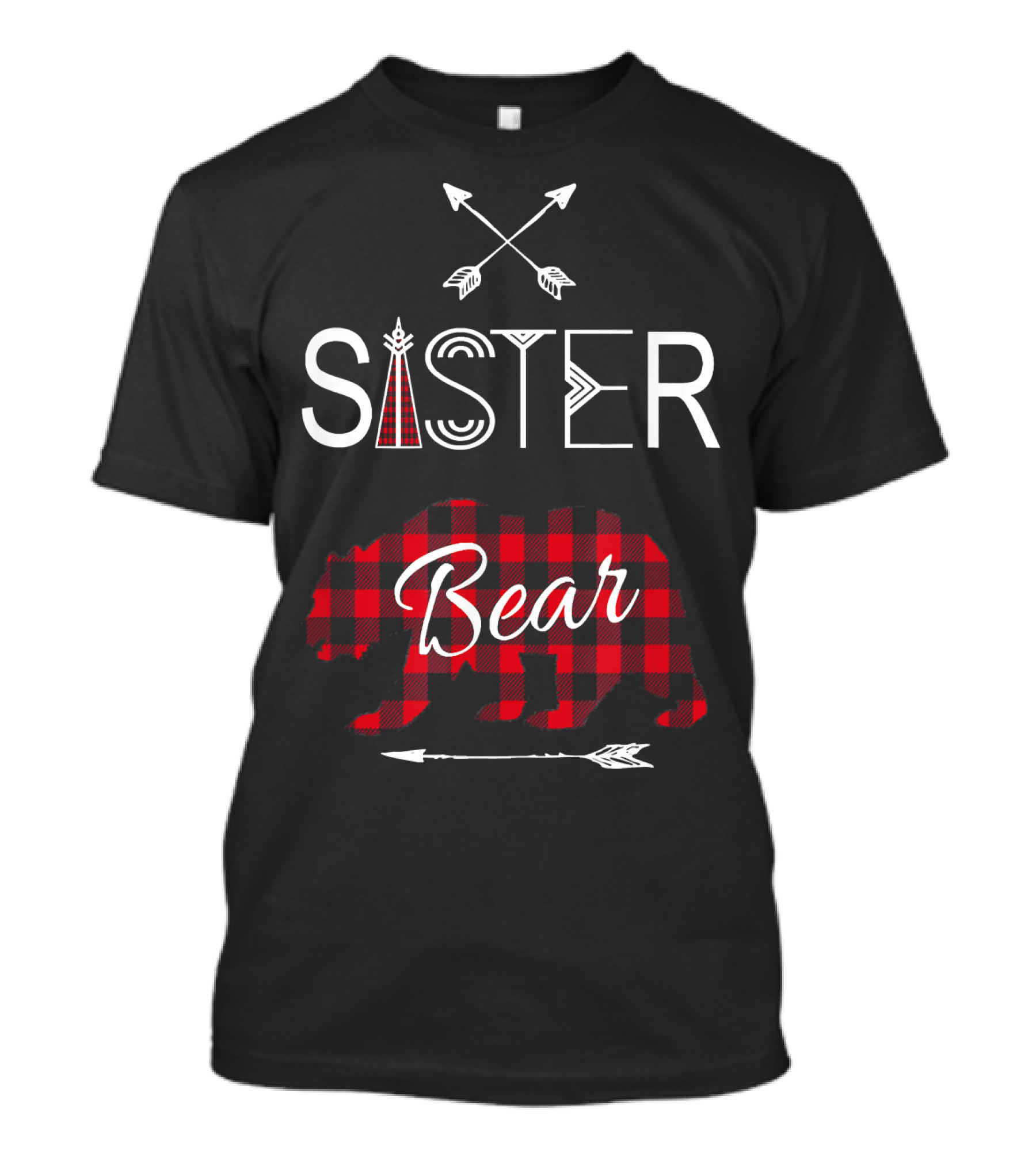 Sister Bear Buffalo Plaid Arrows Family T-Shirt