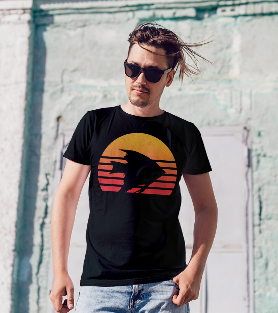 Vintage Retro Sunset Angelfish Silhouette Retro Sunset T-Shirt