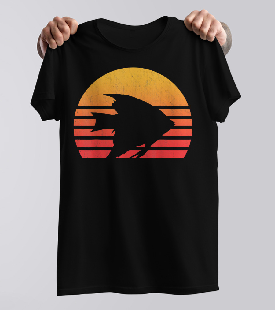 Vintage Retro Sunset Angelfish Silhouette Retro Sunset T-Shirt
