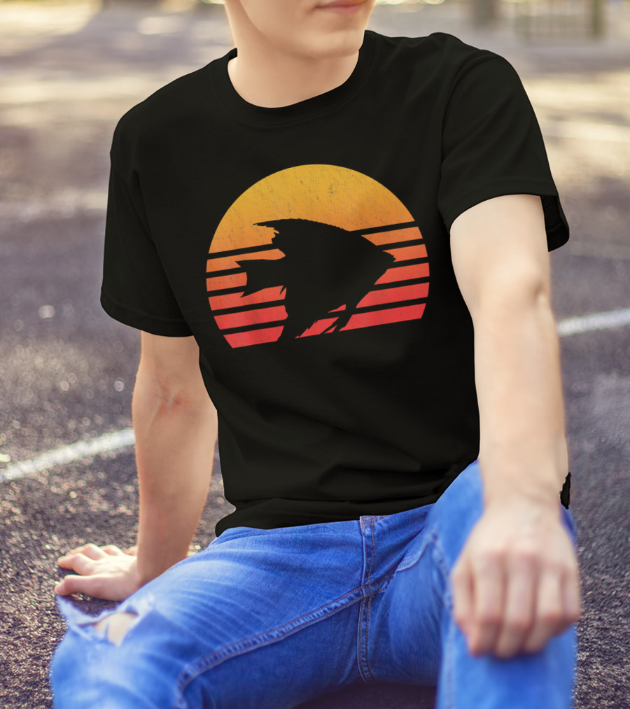Vintage Retro Sunset Angelfish Silhouette Retro Sunset T-Shirt
