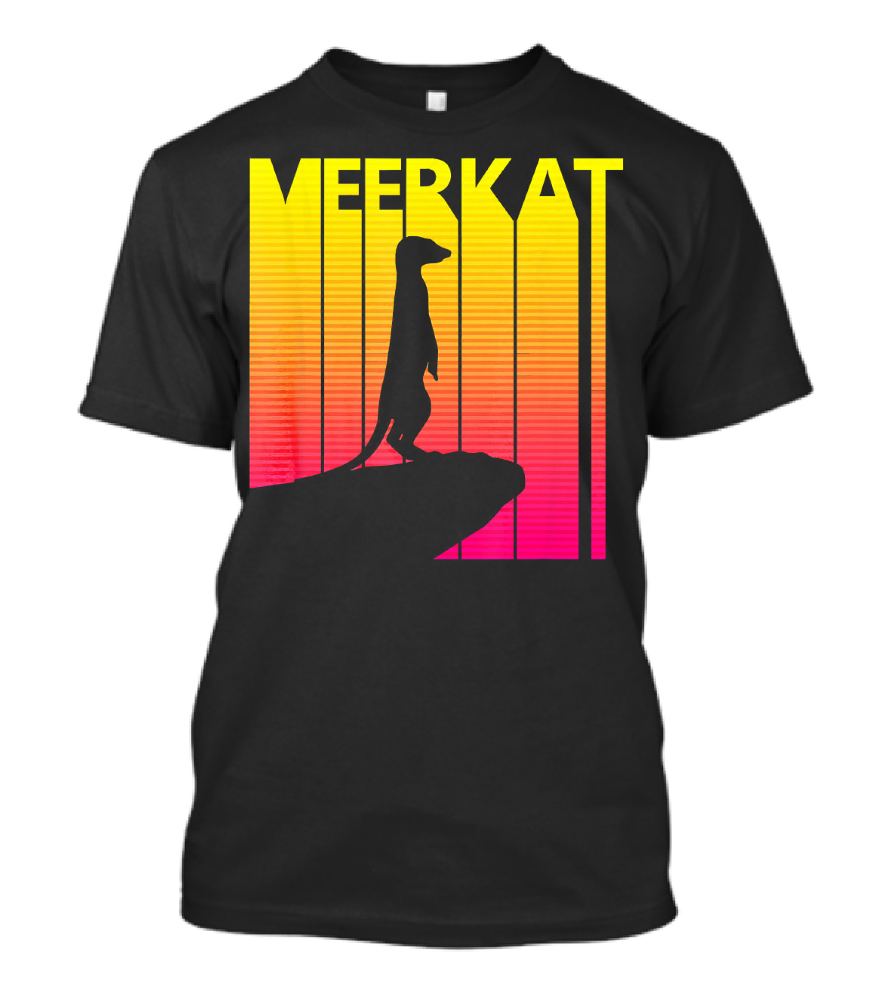 Meerkat Silhouette With Retro Sunset Gradient Background T-Shirt