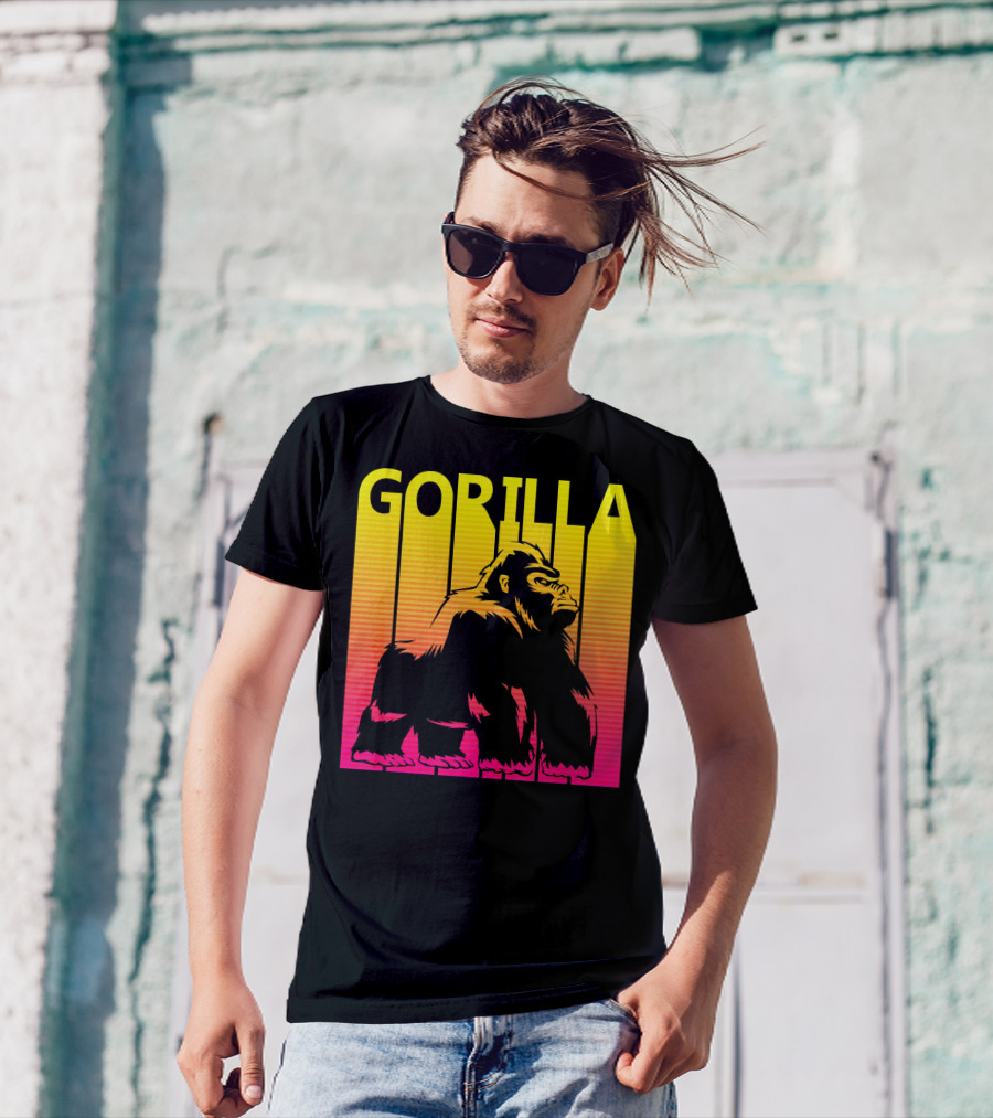 Retro Sunset Spooky Gorilla T-Shirt