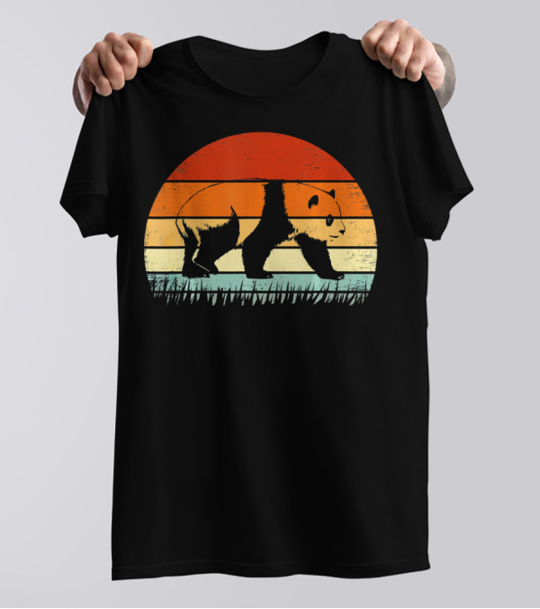 Vintage Panda Bear Animal Lover Zookeeper Retro Sunset T-Shirt