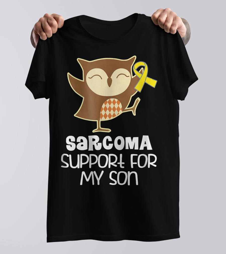 Sarcoma Support For My Son Awareness Owl Yellow T-Shirt