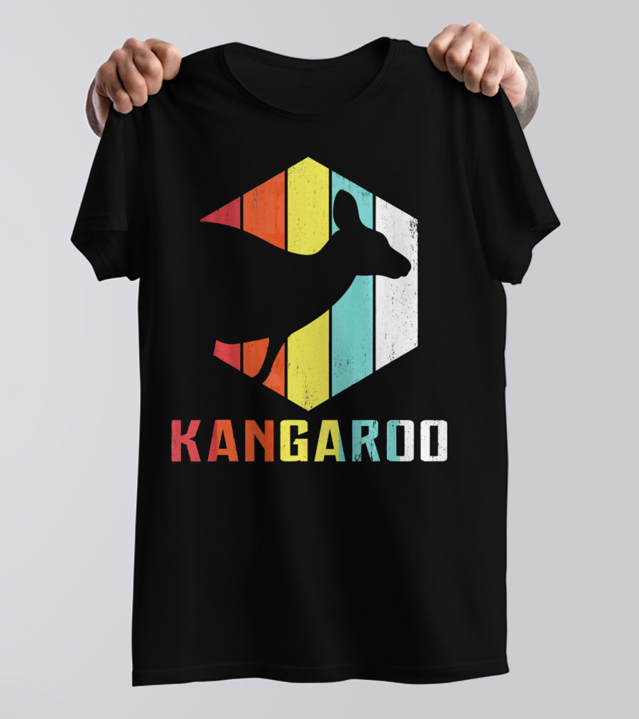 Vintage Kangaroo Animal Lover Zookeeper Retro Striped T-Shirt